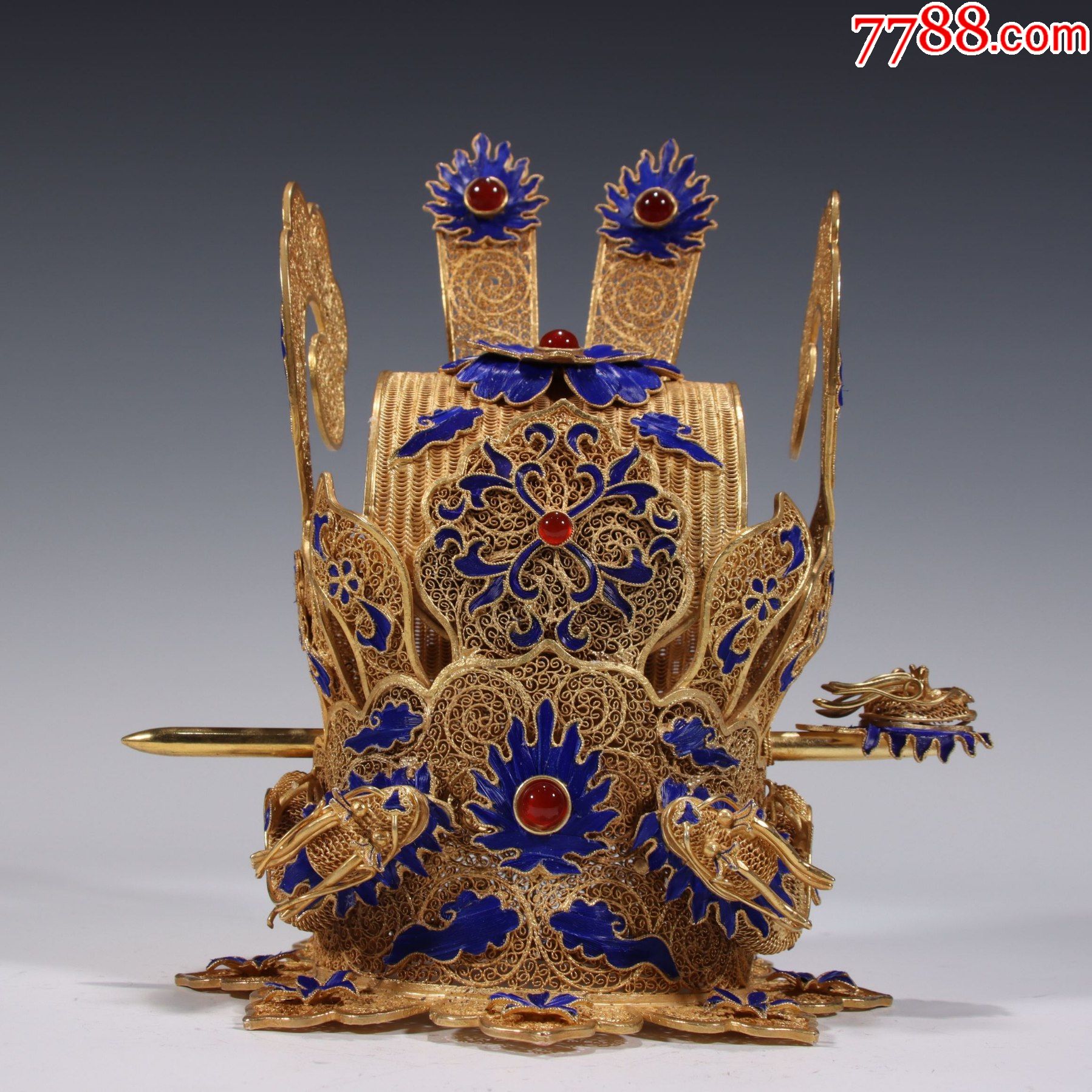 回流银鎏金花丝龙纹发箍a19s1ff