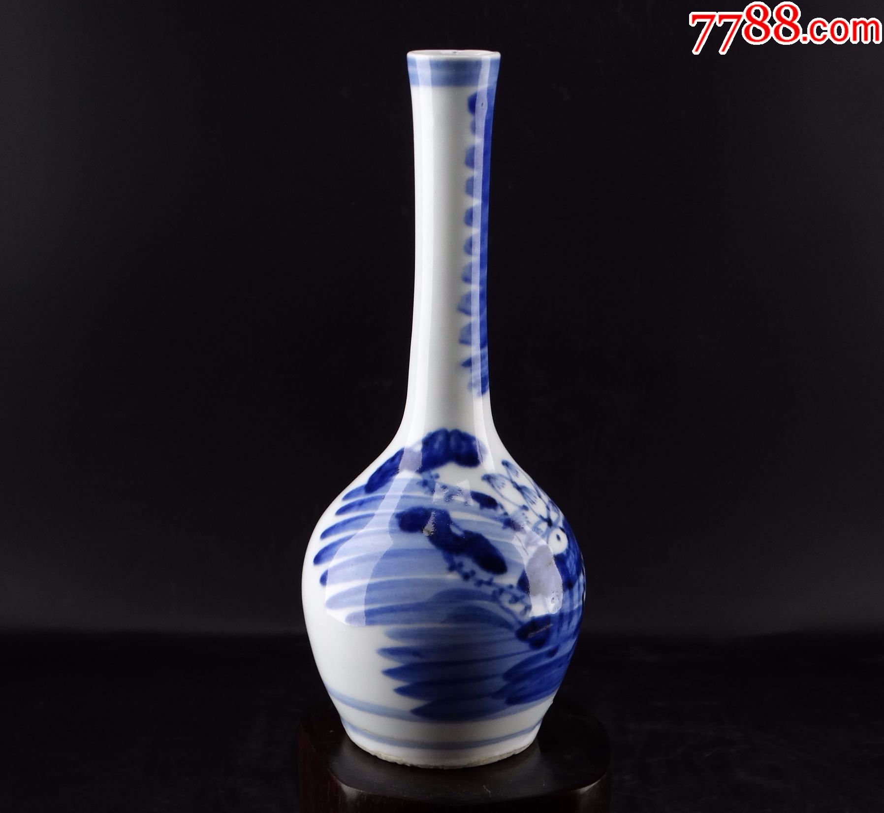 124#古玩古董老货真品收藏包真包老包退包鉴定清代山水青花长颈瓶