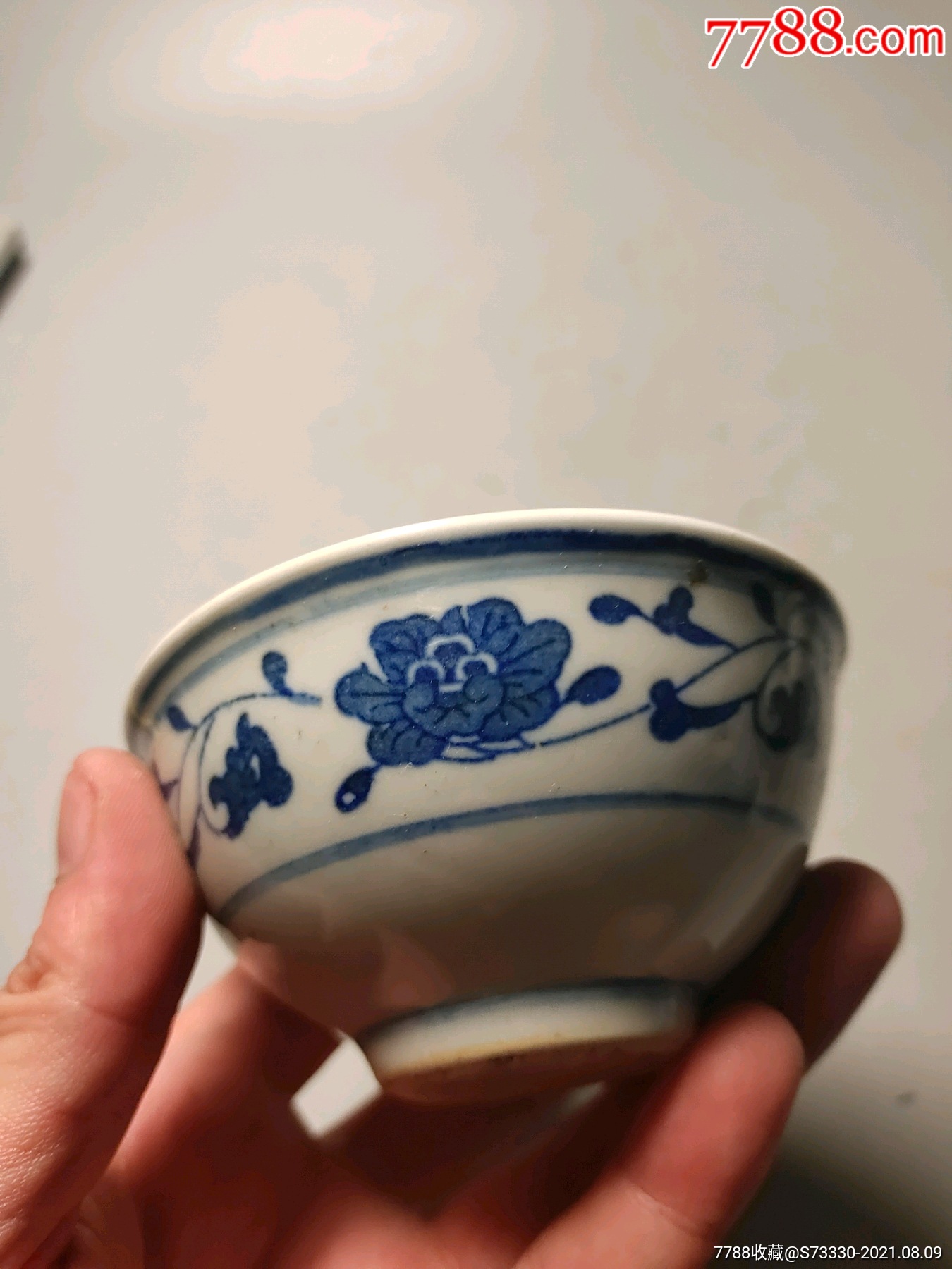 80年代左右,景德镇厂货青花芙蓉九厘米小碗