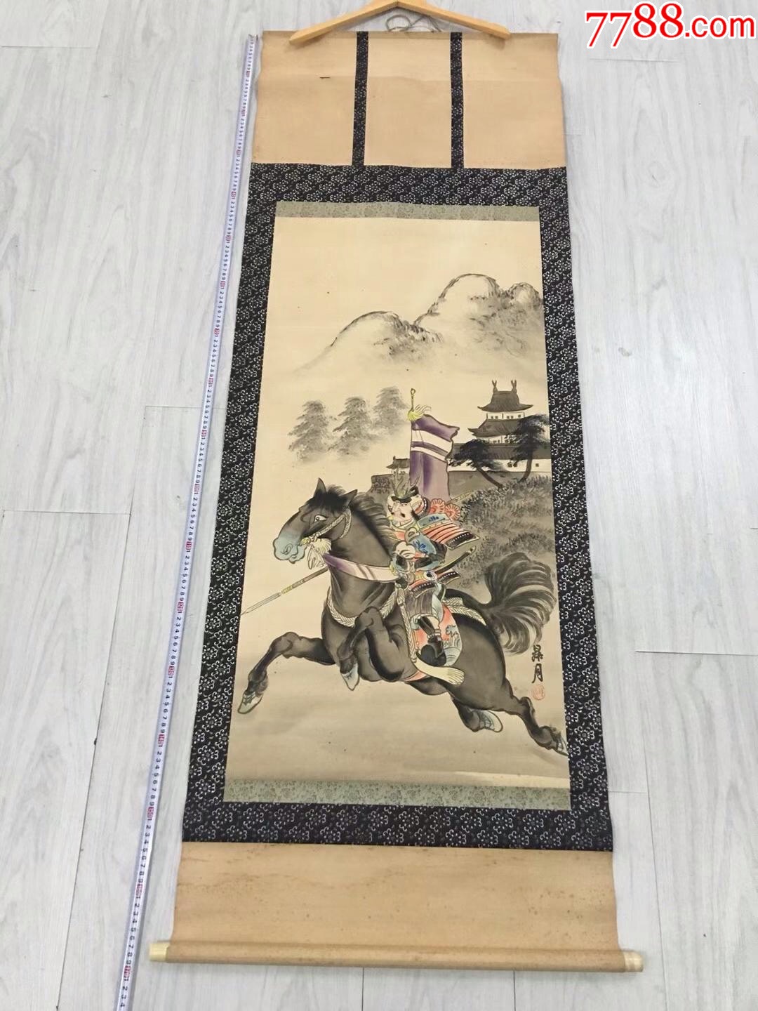 日本浮世绘武士图轴