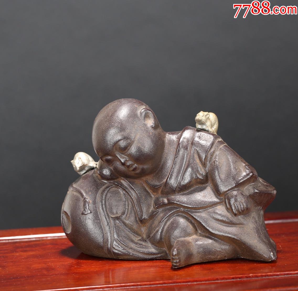 昭和时期铜雕小沙弥摆件