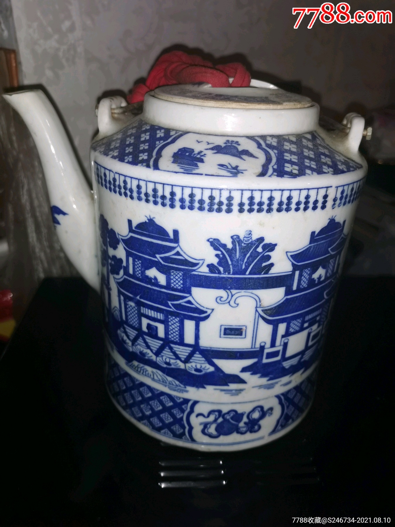 青花梧桐大茶壶