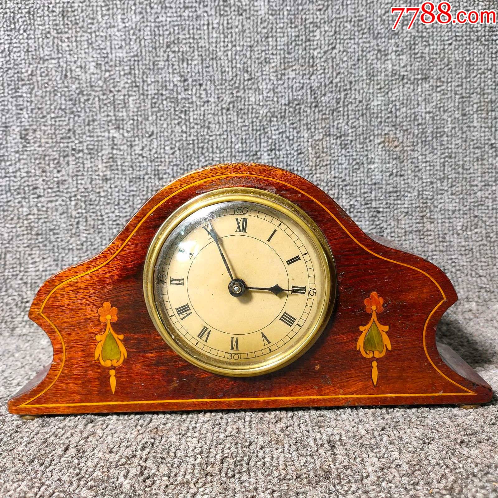 20世纪早期英国古董老式发条小座钟功能正常木壳小钟表壁炉钟