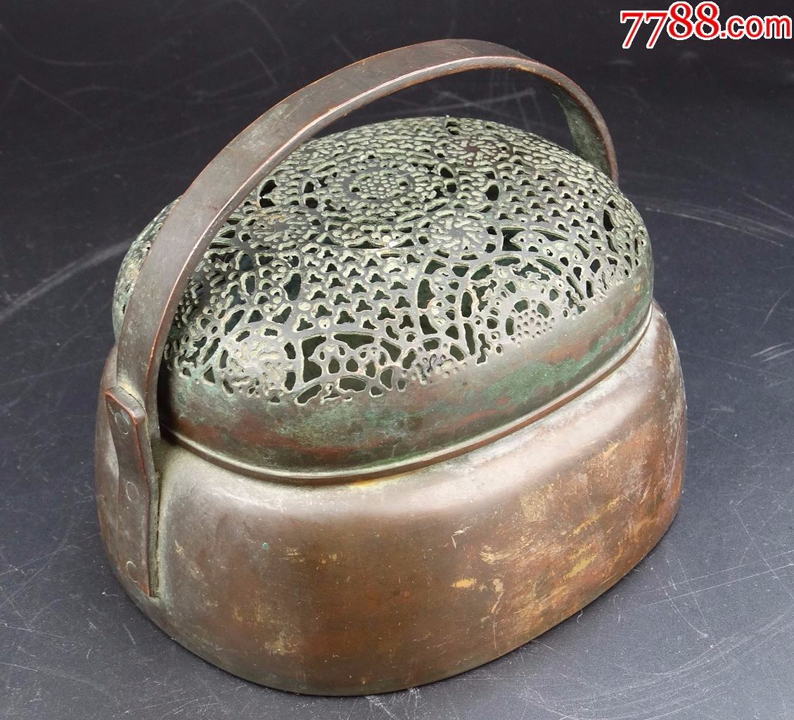 28清代民国文房老物件古玩古董铜器收藏老货张鸣岐制底款铜手炉-价格