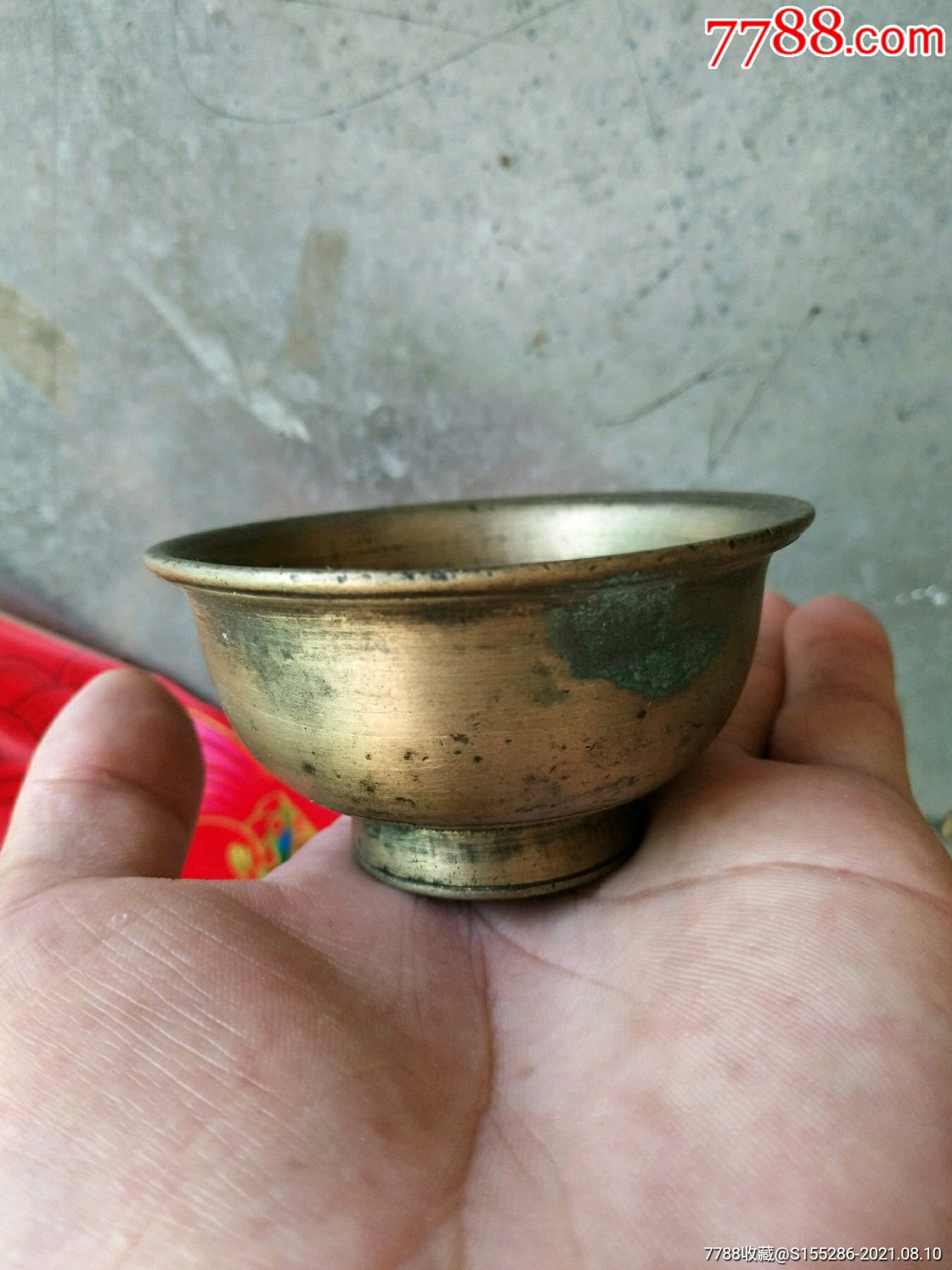 清代特大号铜杯子口径74厘米品相完整无任何毛病皮壳包浆一流包老包真