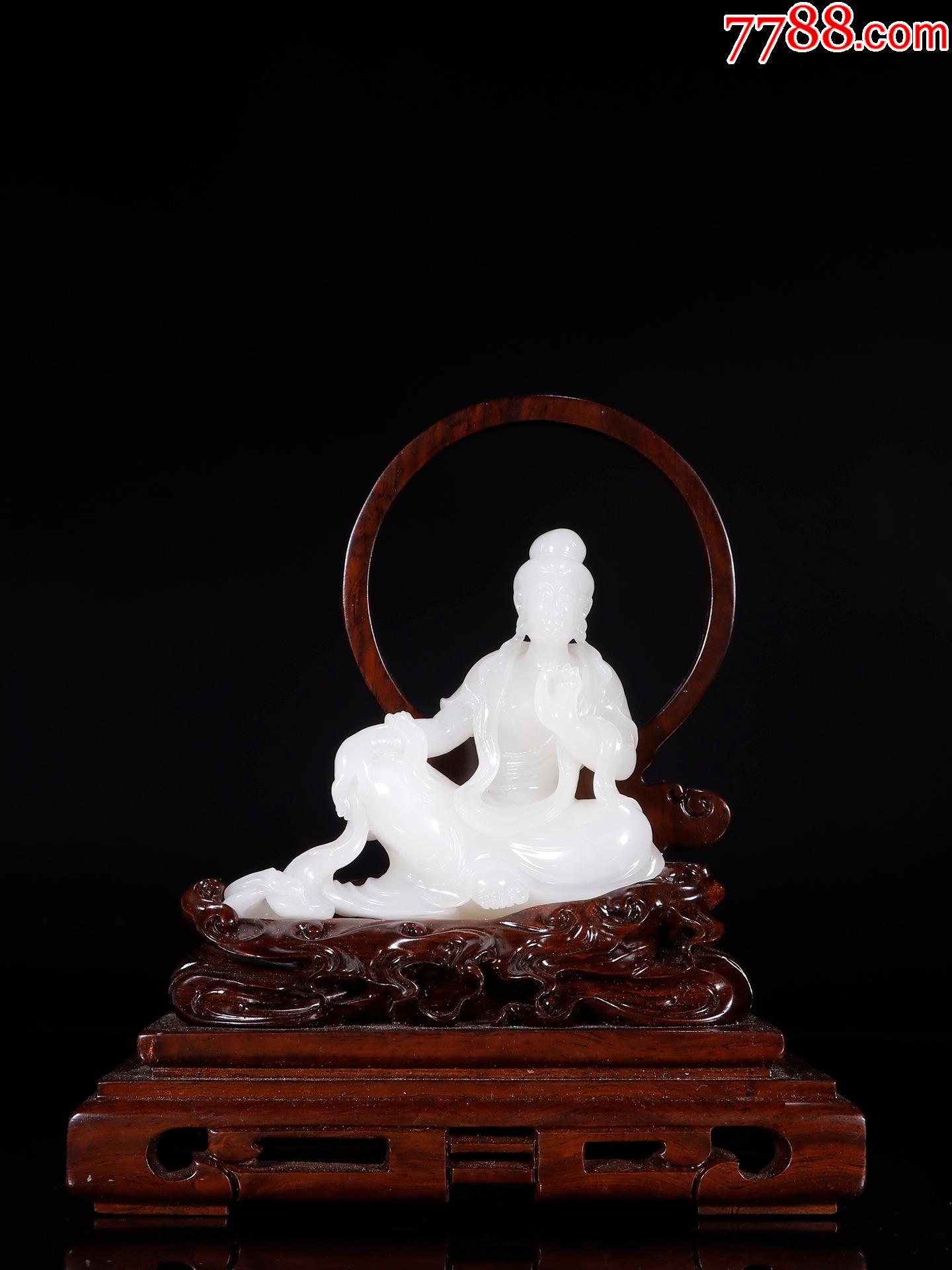 和田玉自在观音摆件