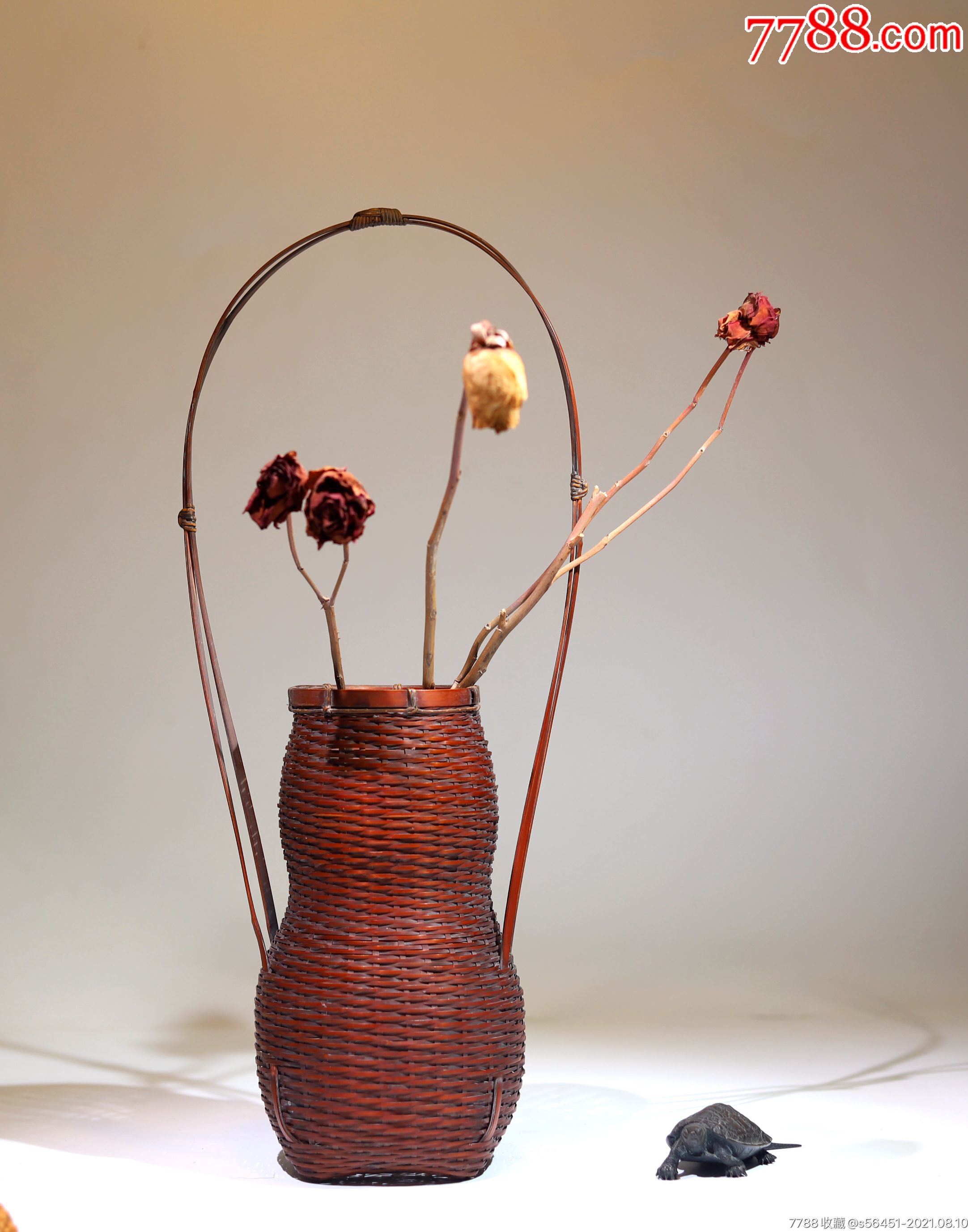 葫芦形老竹编花篮