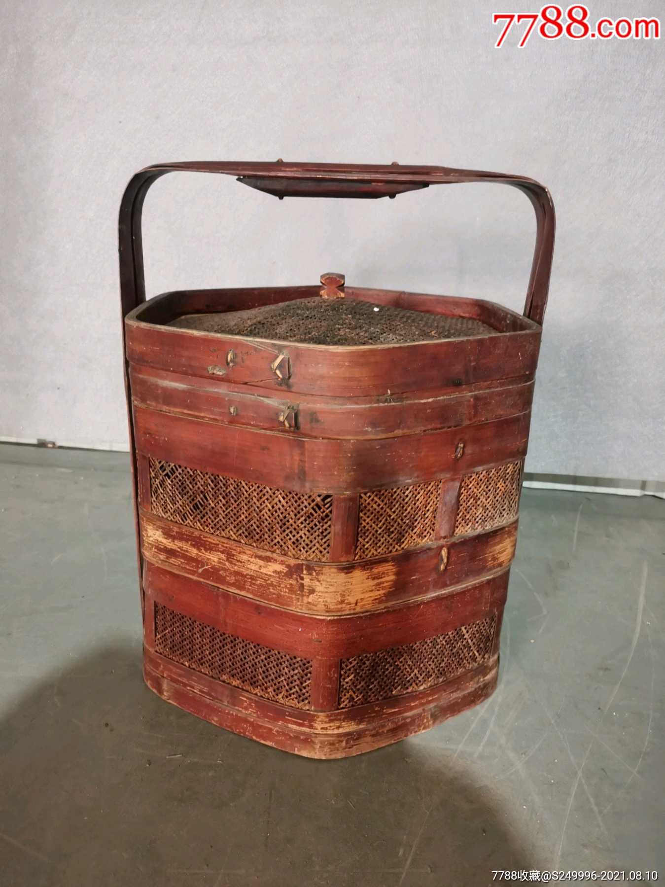 民国老竹提篮-价格:135元-se81943008-竹篮/竹筐/竹盒-零售-7788收藏