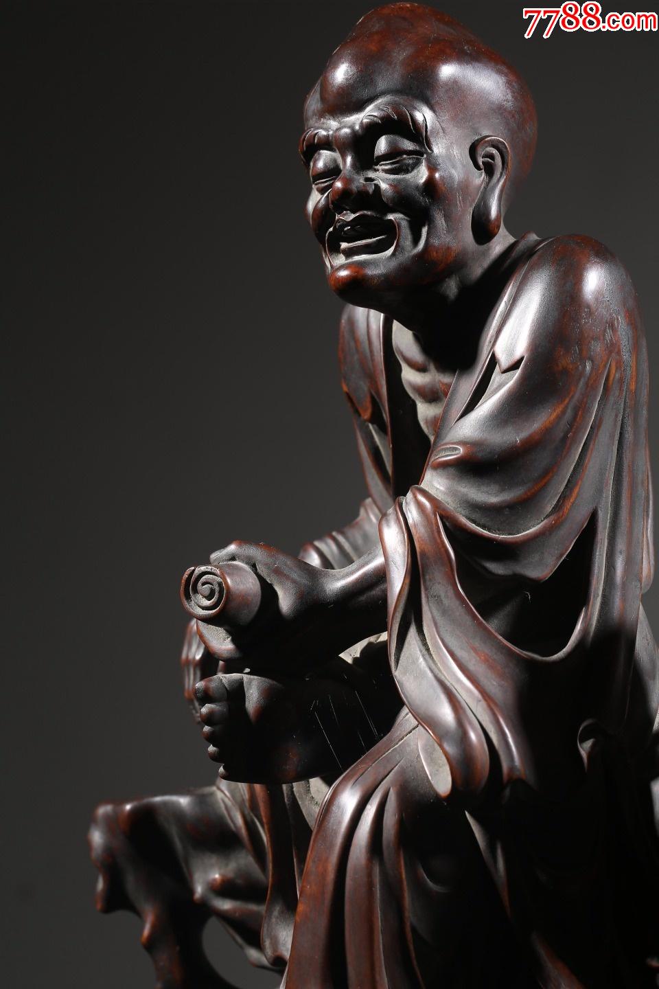 清龙眼木雕罗汉摆件