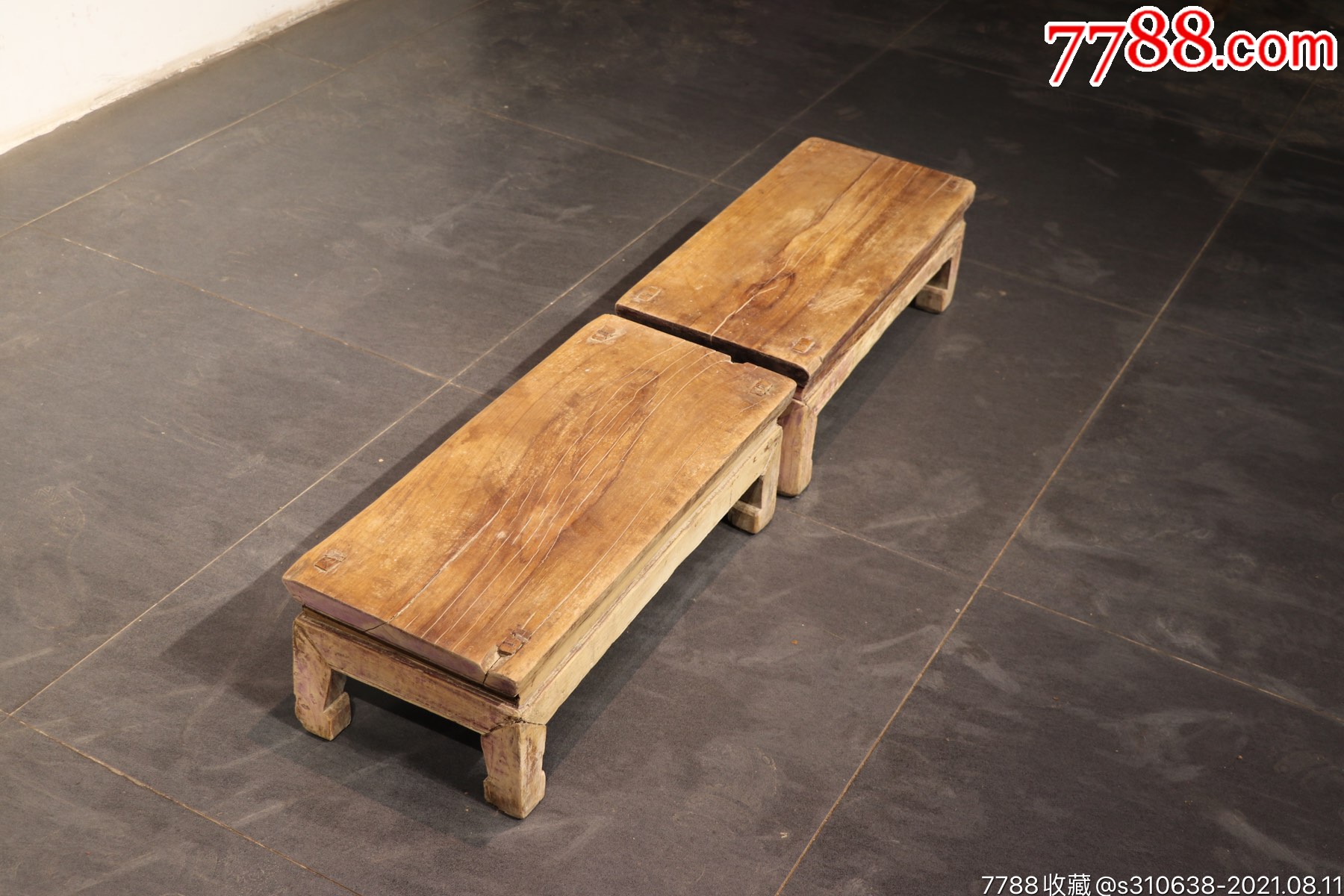 清代,杜梨木,独板脚踏一对10