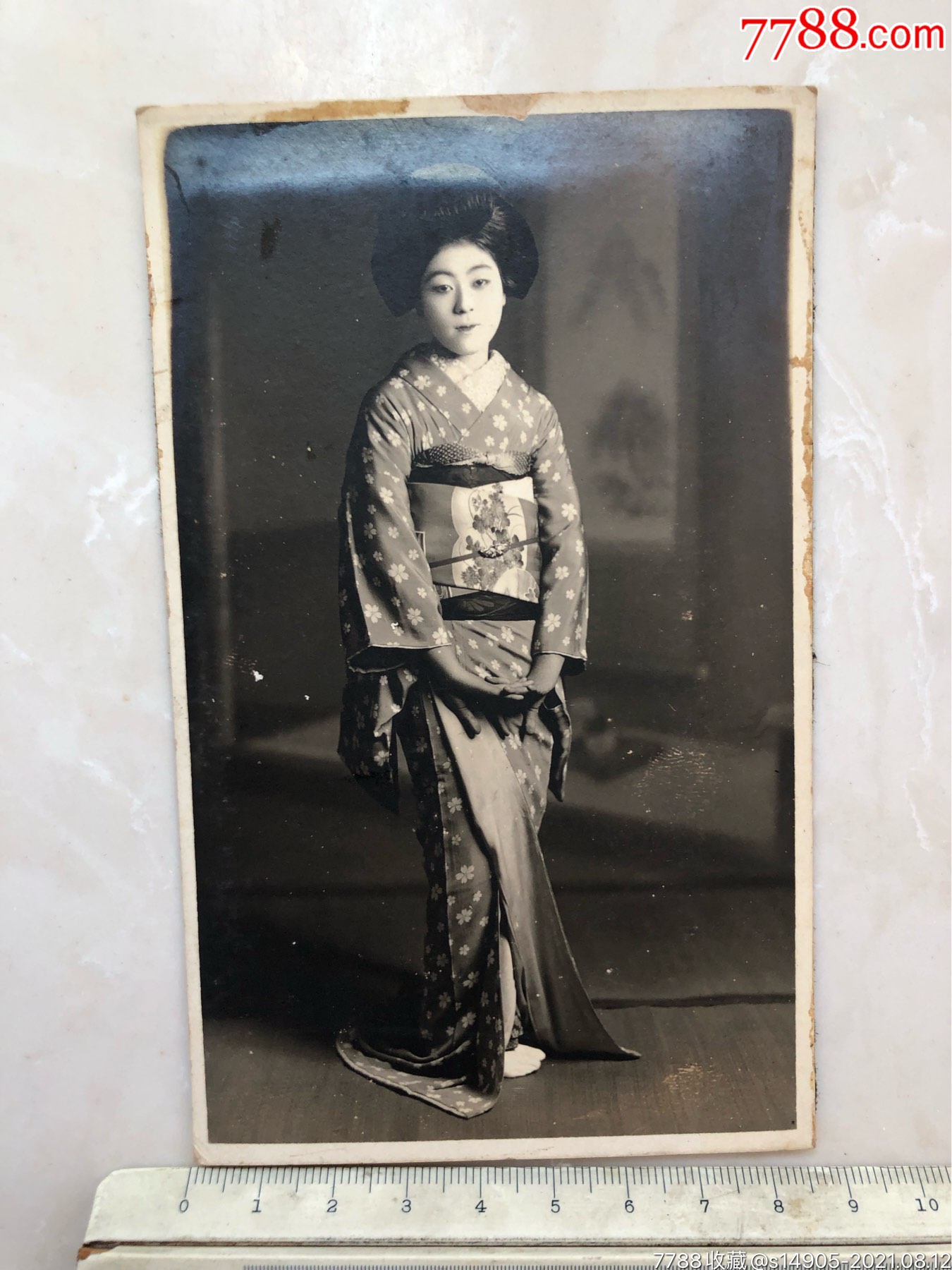 民国时期日本和服美女明信片式原版老照片