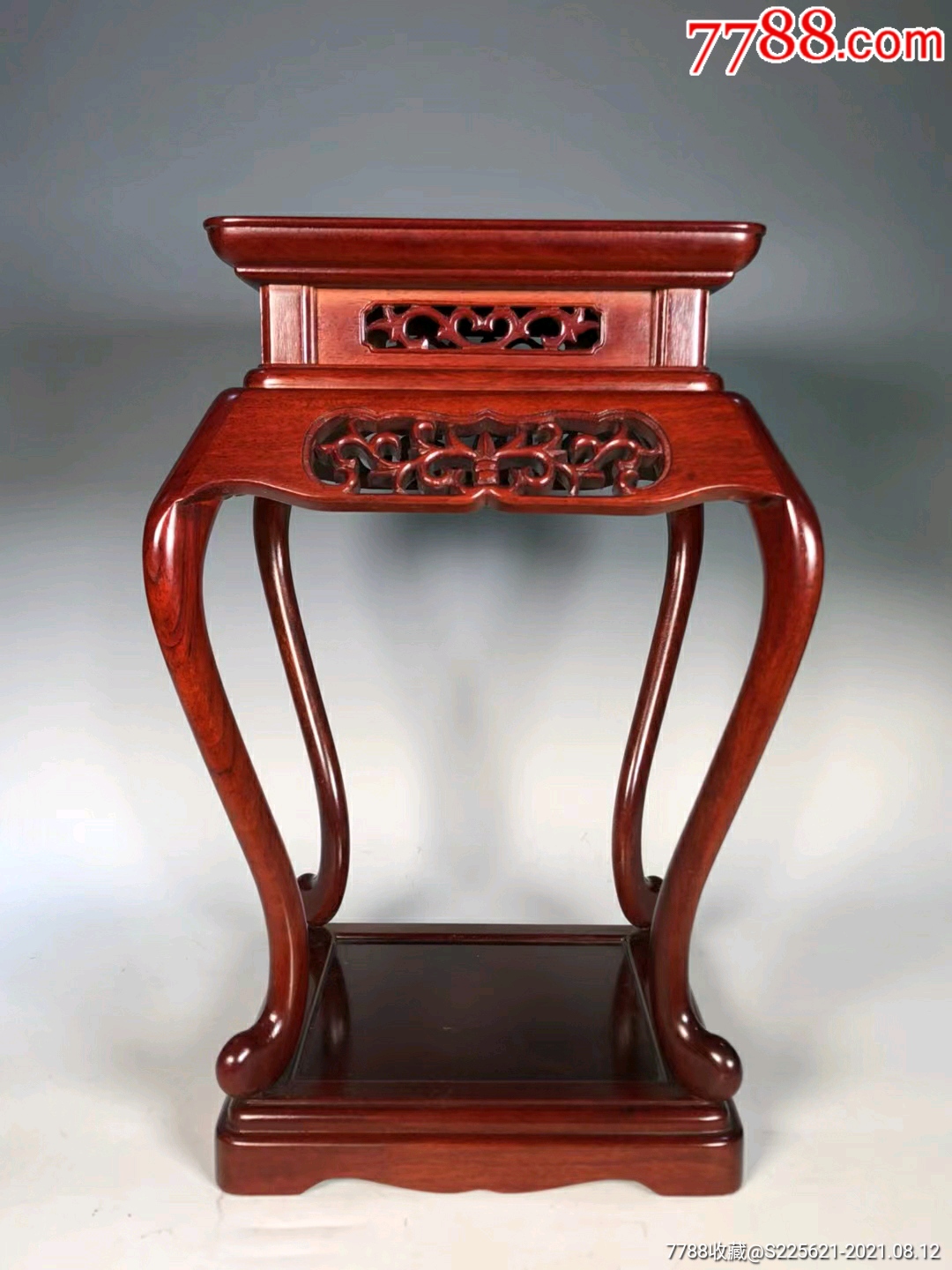 老花梨雕花三弯腿香几-价格:4400元-se81978982-木桌/几/案-零售-7788