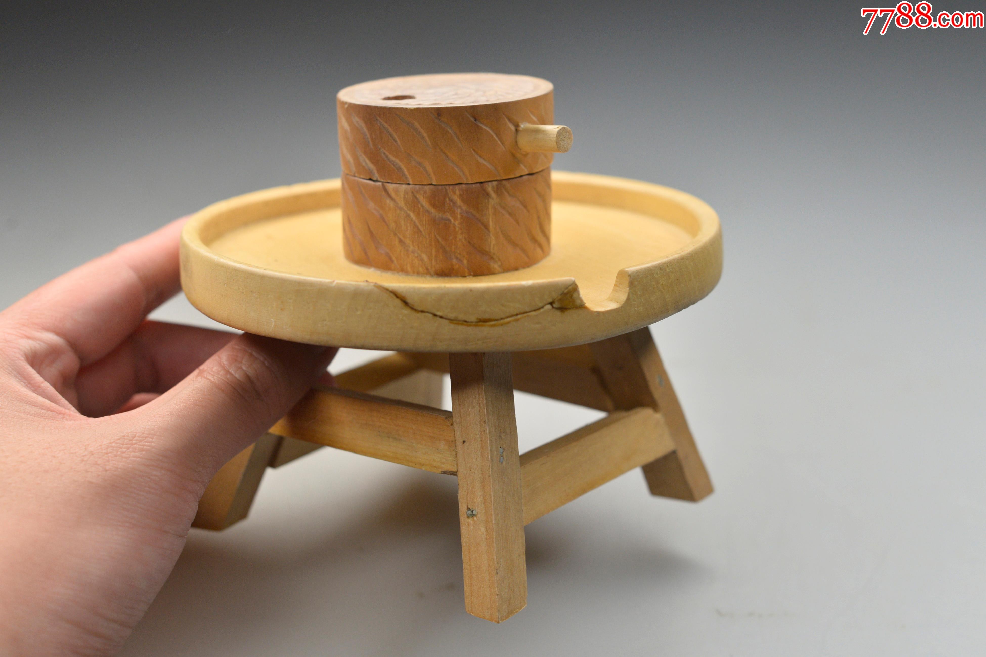 包邮微缩模型摆件实木质五谷丰登石磨风车磨盘黄杨木工艺品艺术品