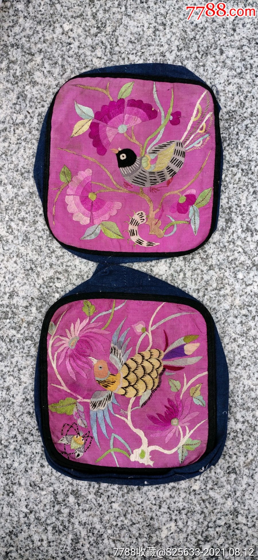 清或民国老绣片一对