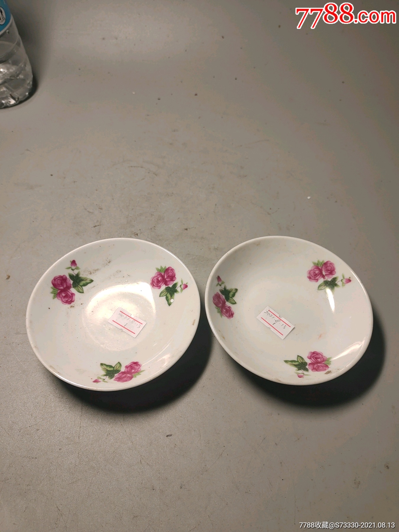 70年代,醴陵国光玫瑰花茶碟一对1_彩绘瓷/彩瓷_第1张_7788瓷器