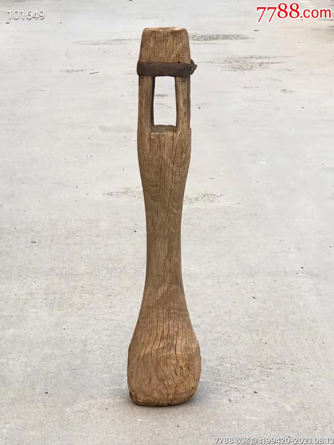 清代榆木夯风化漂亮高度108厘米