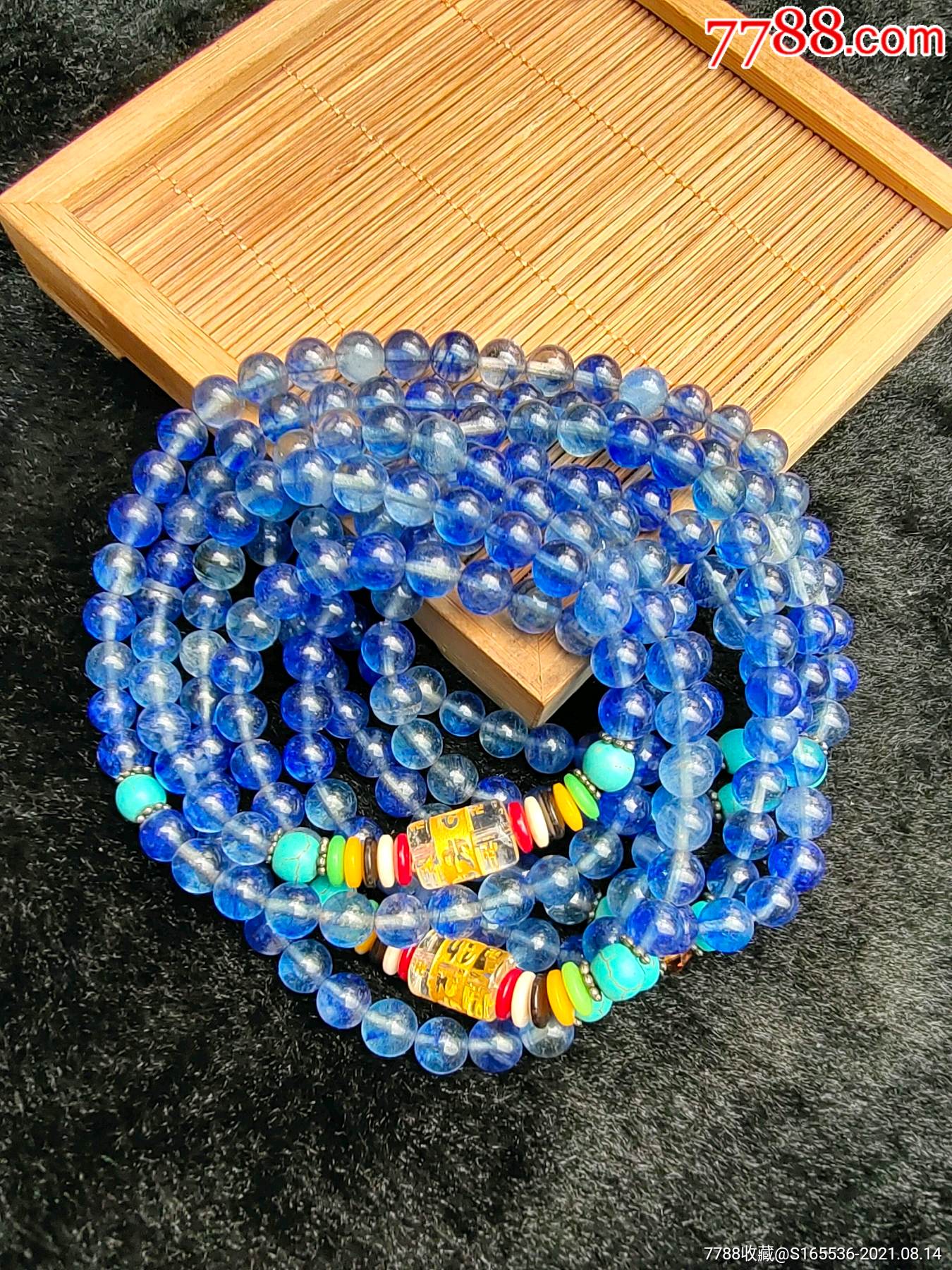 玛瑙108颗0.6/0.65厘米,多圈缠绕手串,经典蓝色,气质型