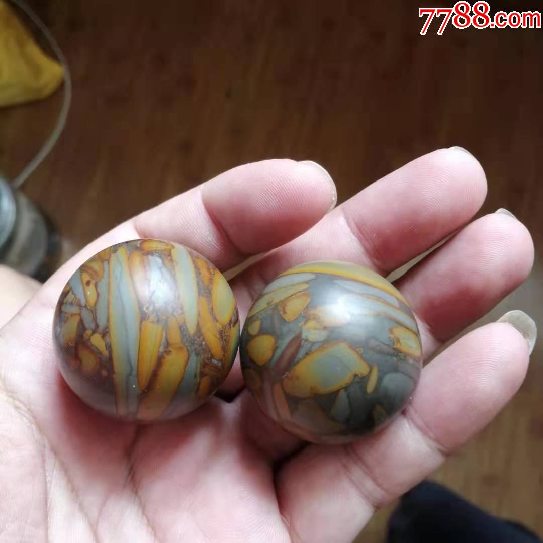 竹叶石健身球一对