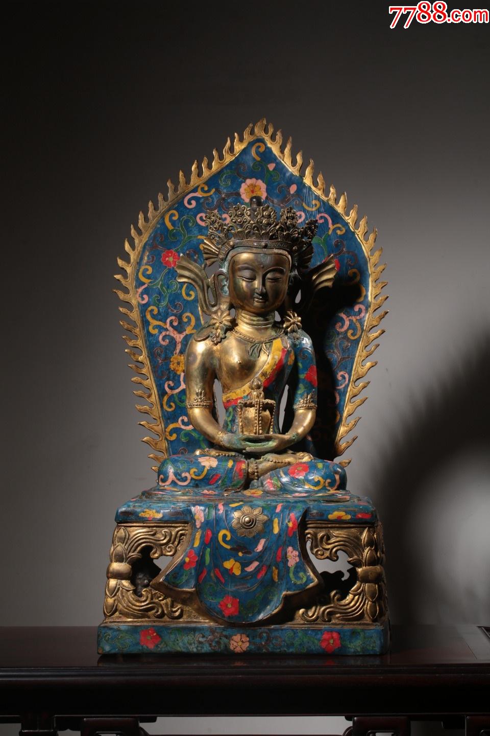 旧藏铜鎏金景泰蓝观音坐像-价格:16000元-se82015862-佛像/造像-零售