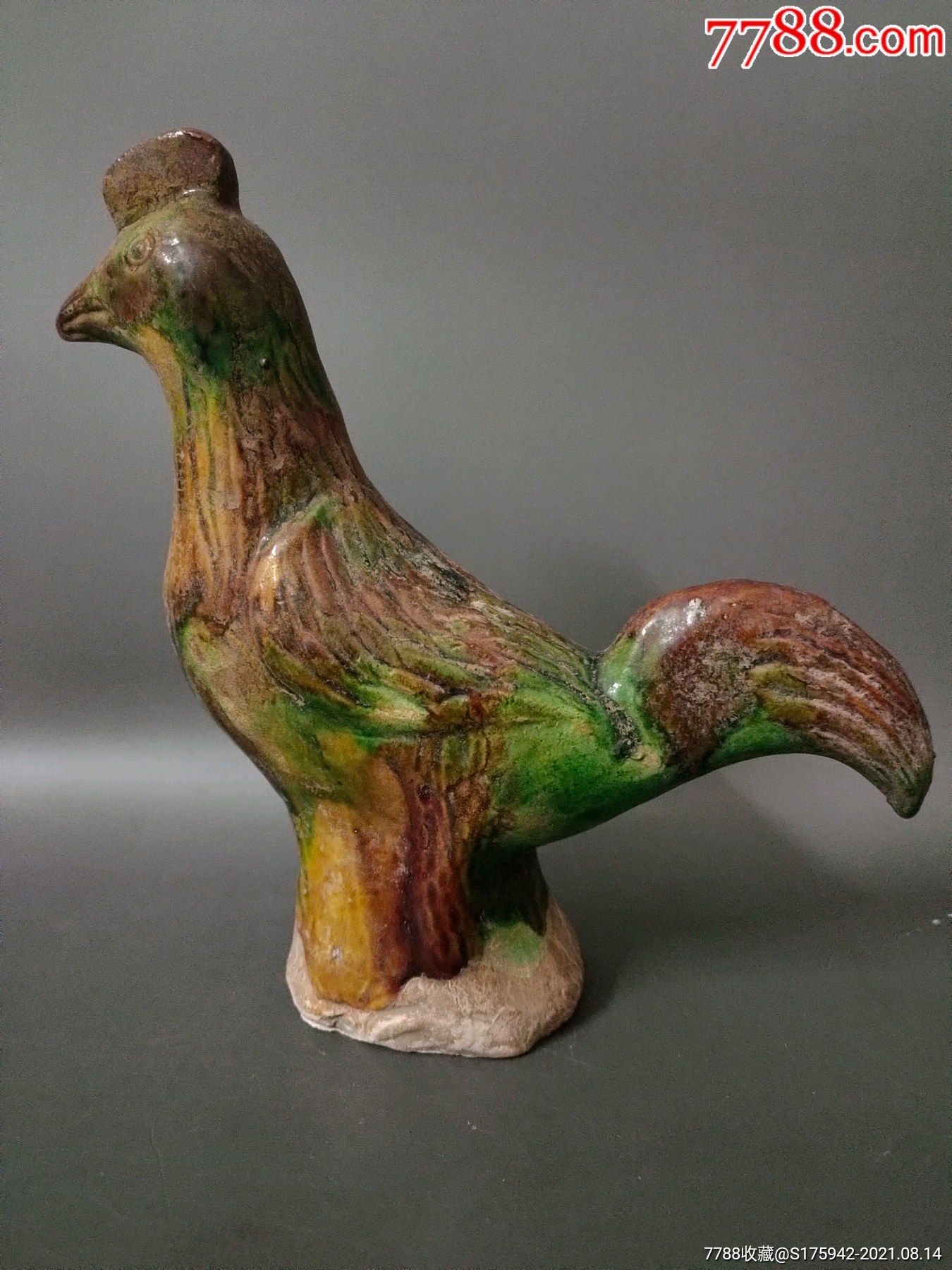 三彩大公鸡瓷摆件