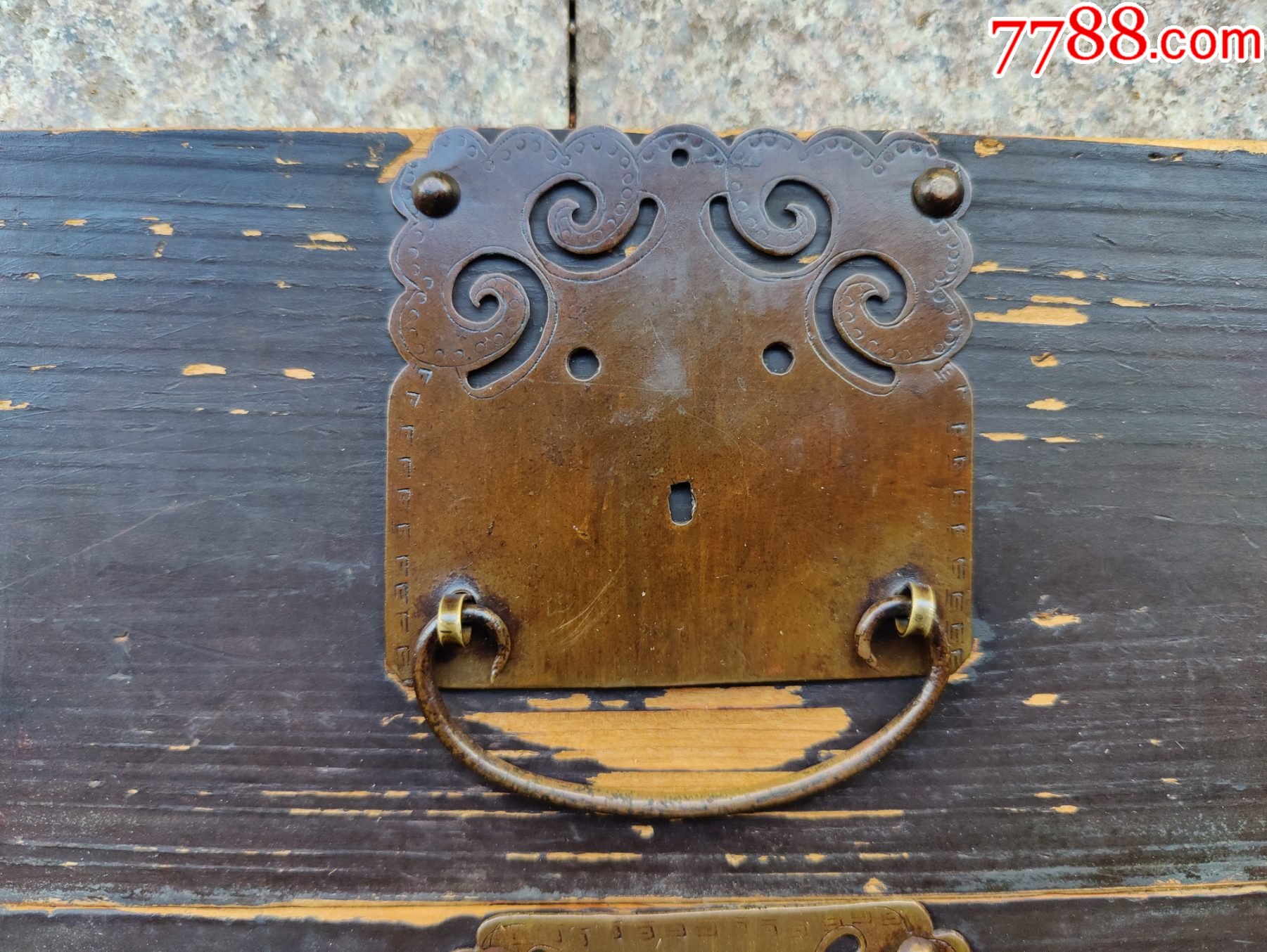 清代老柜子书桌抽屉板铜活铜拉手2个价格