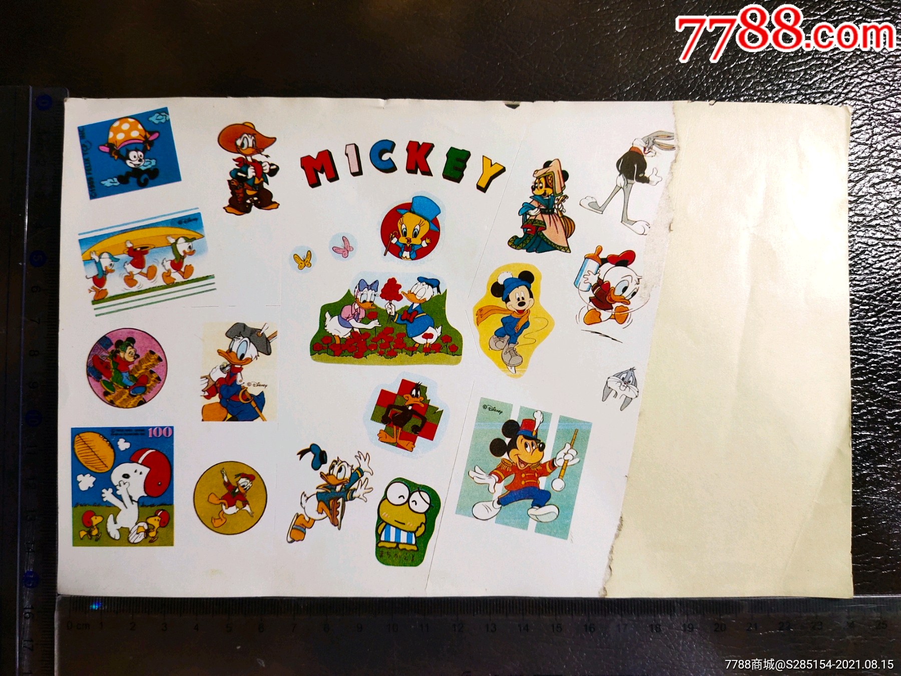 迪士尼米老鼠唐老鸭老贴纸贴画不干胶中古怀旧动漫周边真品实拍