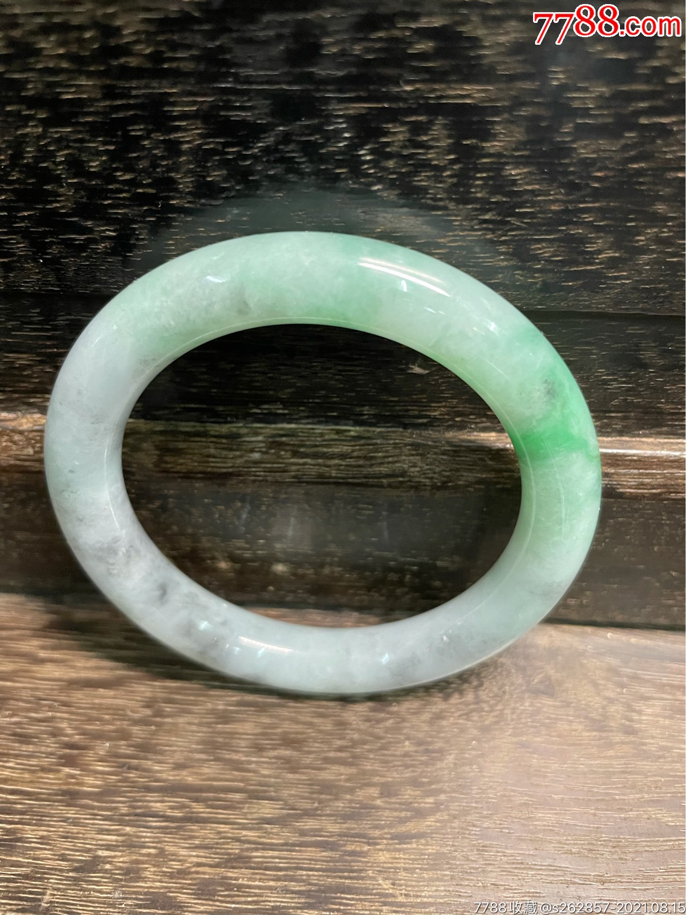 缅甸翡翠天然a货老坑种圆条手镯_翡翠/缅甸玉_第8张_7788核雕收藏