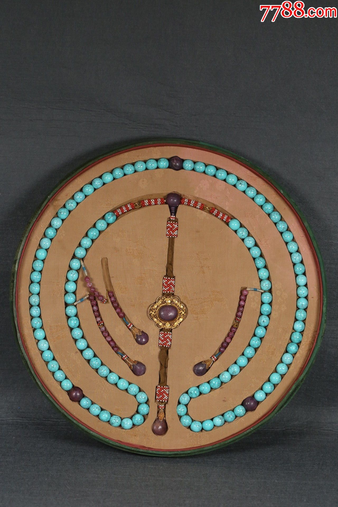 老绿松石108颗朝珠一串