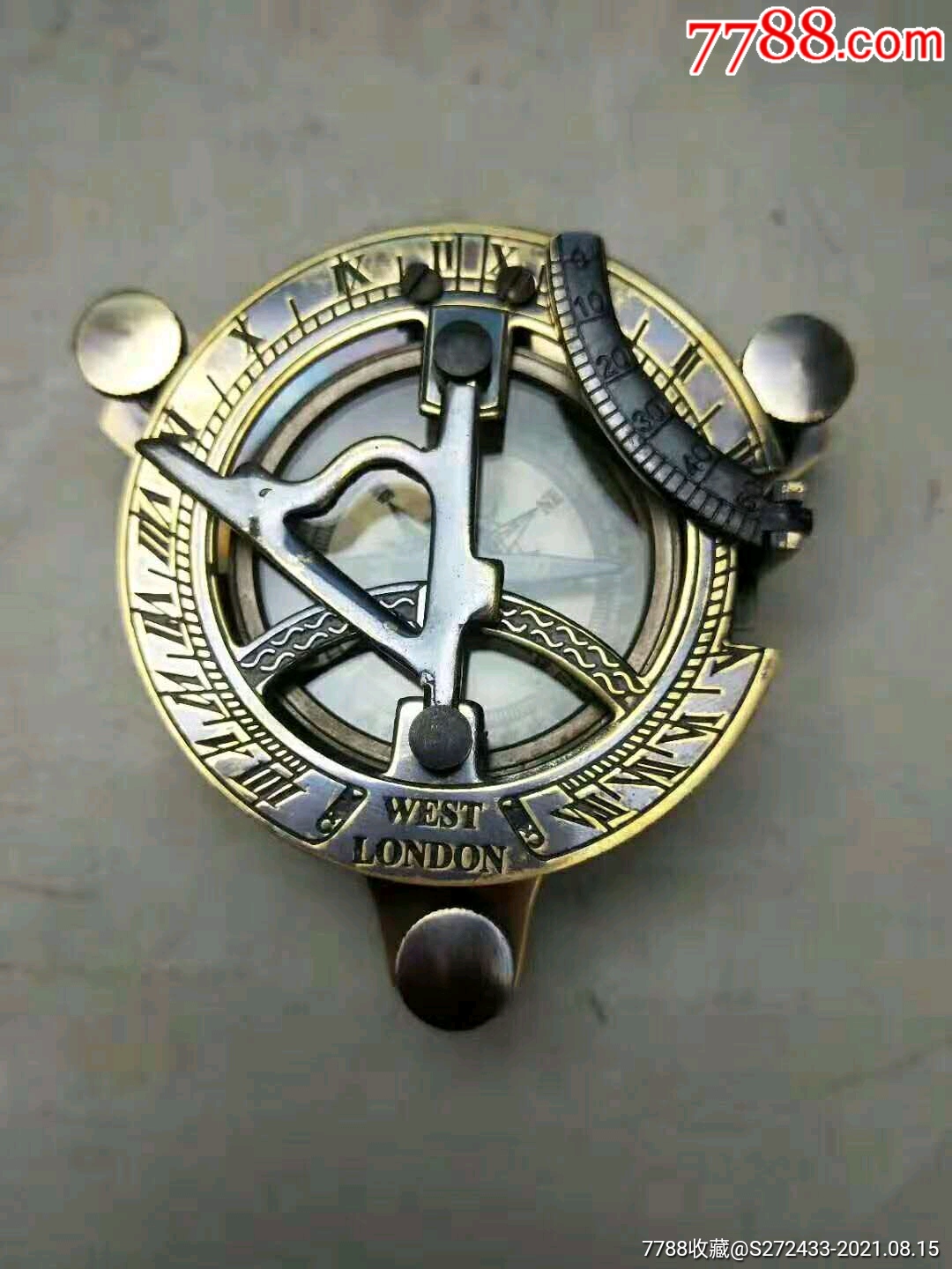 二战时期纯铜制欧式航海专用指南针,品如图