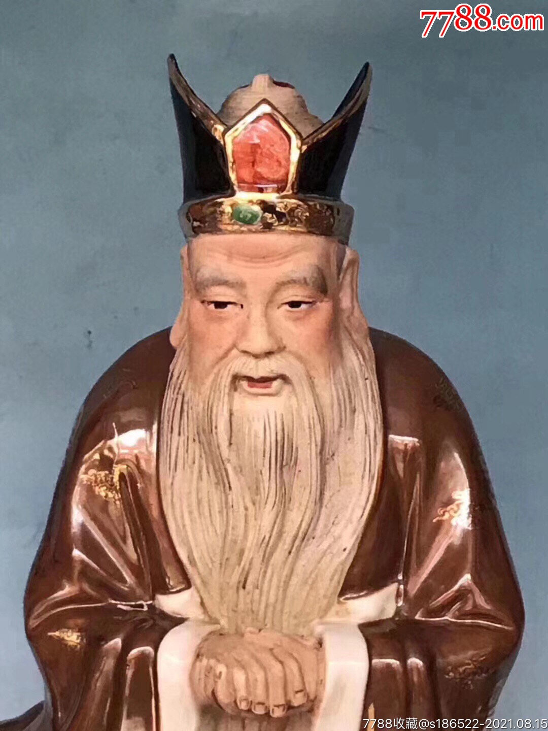 建国初粉彩土地神像_彩绘瓷/彩瓷_第2张_7788砚台收藏
