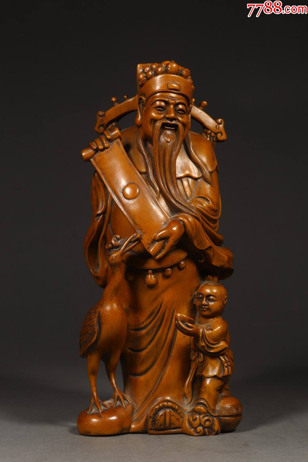 黄杨木禄星立像a84s45f