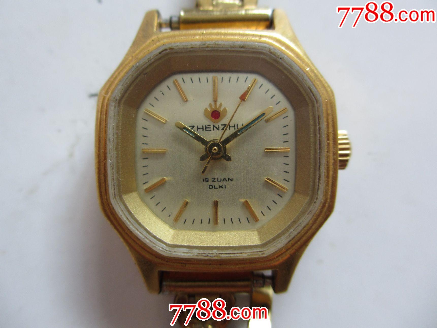 镀金白盘金字金针【大连珍珠700型】女士古董老表一块!