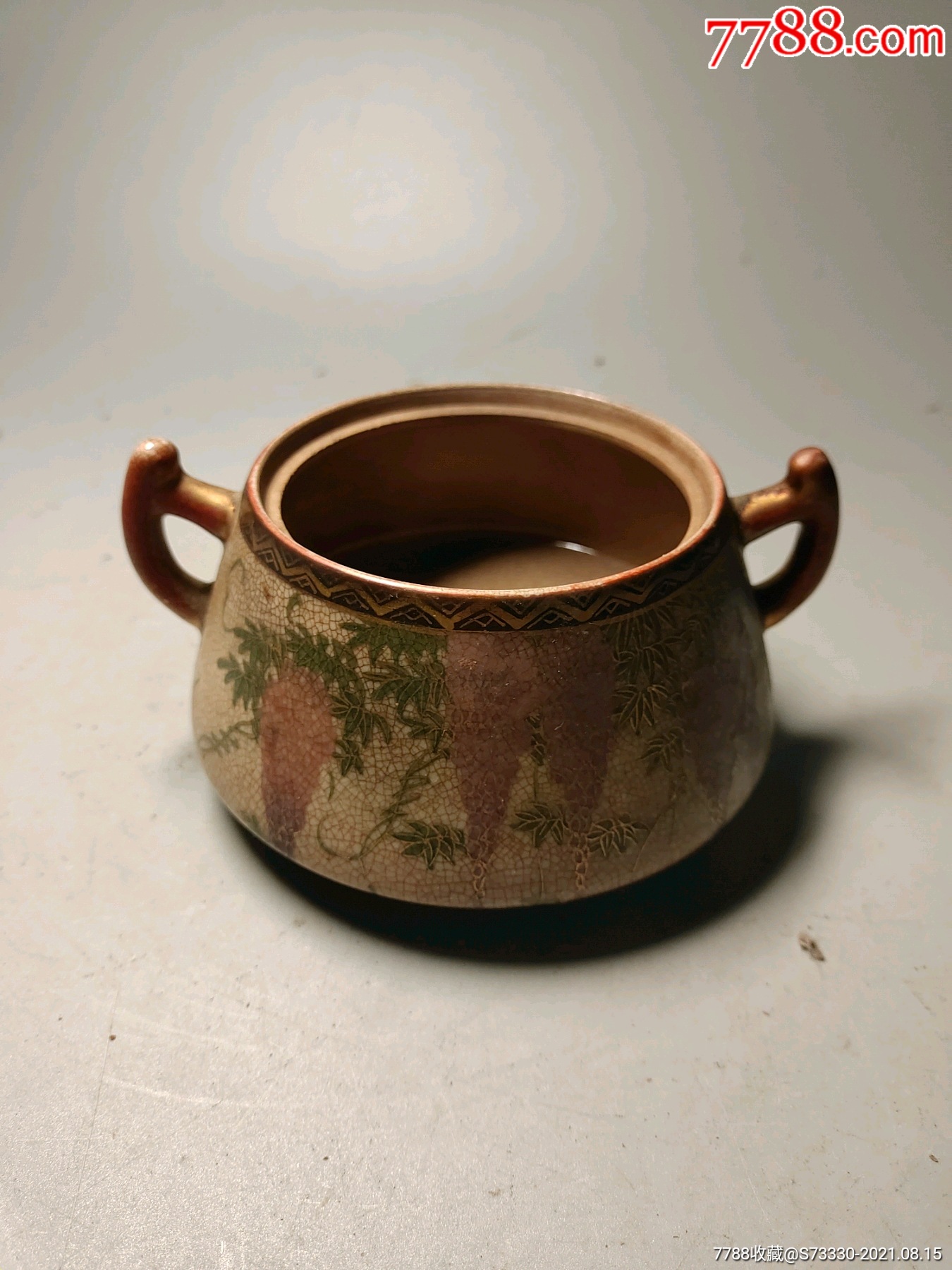 民国时期日本若山款双耳茶叶罐缺盖