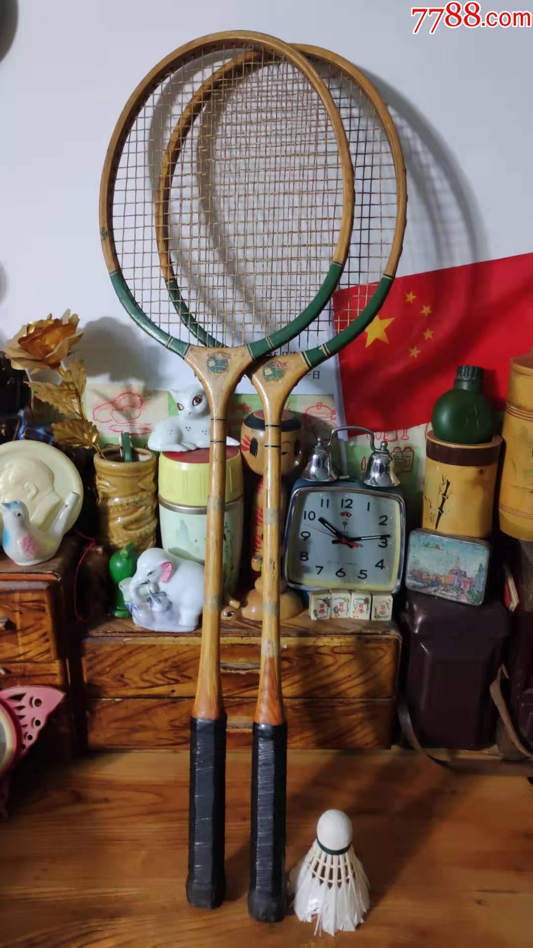 上世纪60-70年代友谊将牌东北硬木老式羽毛球拍民俗老物品.