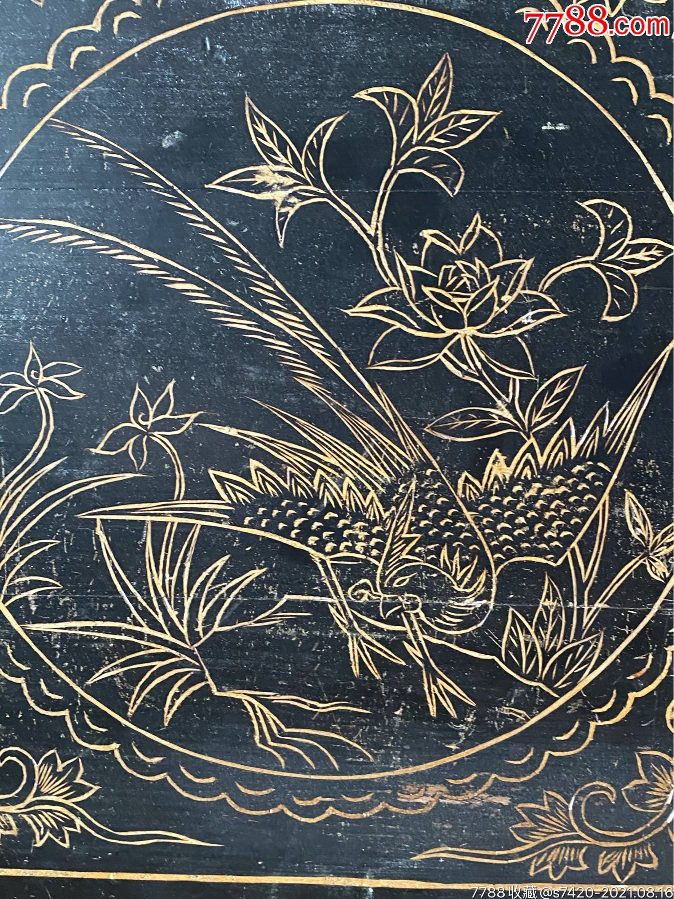 特价,精美阴刻老木雕《凤凰》一对