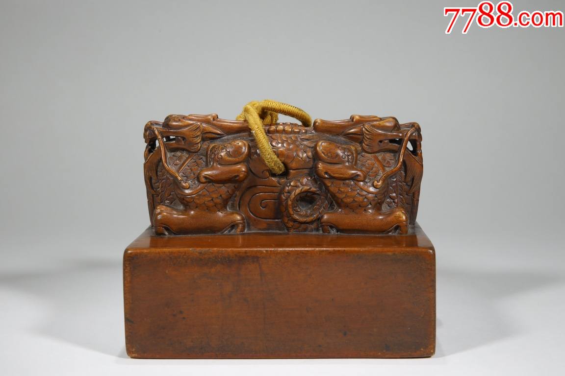 檀香木交龙钮印玺