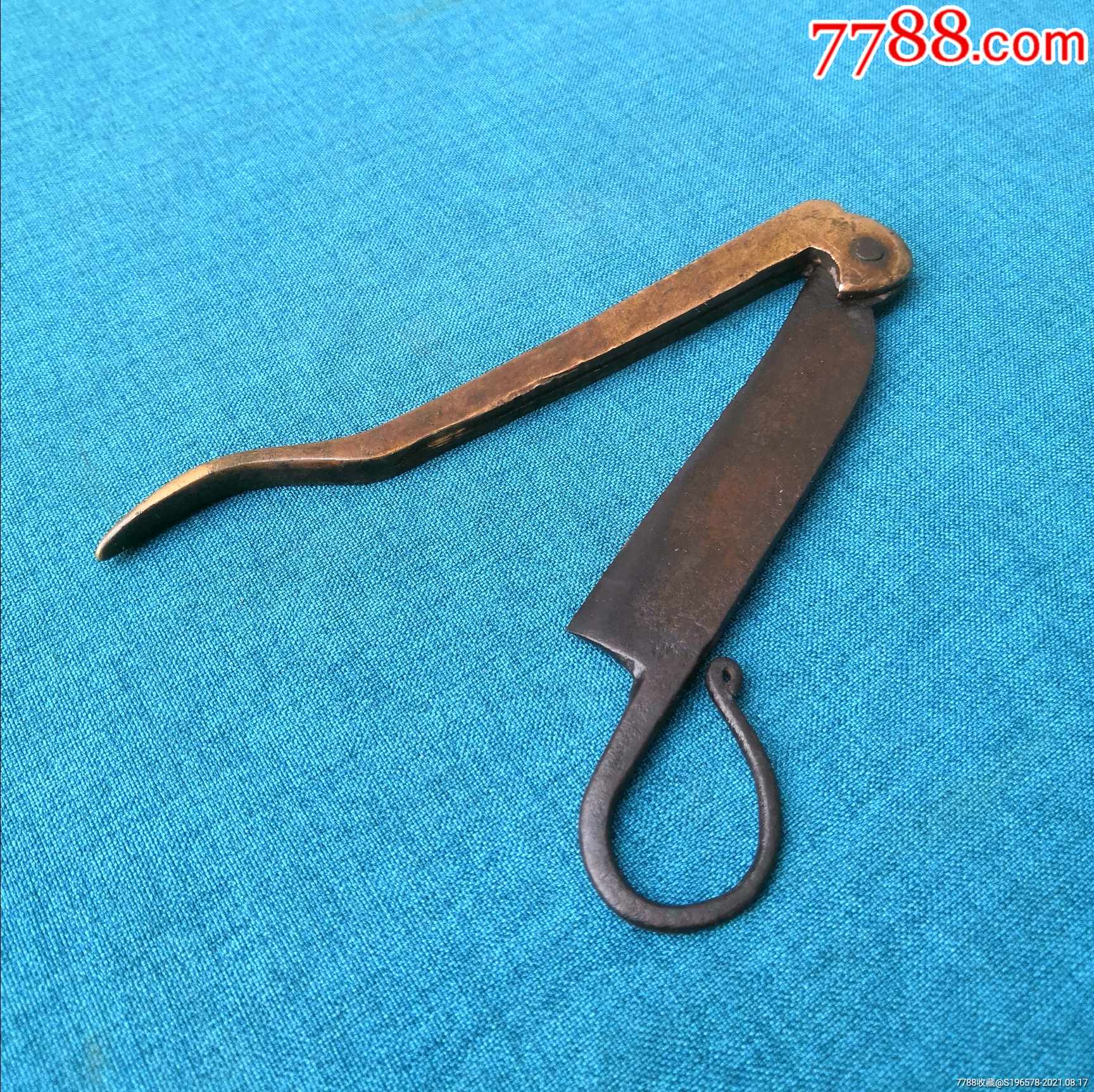 槟榔刀,小药铡,药刀,,铜柄.