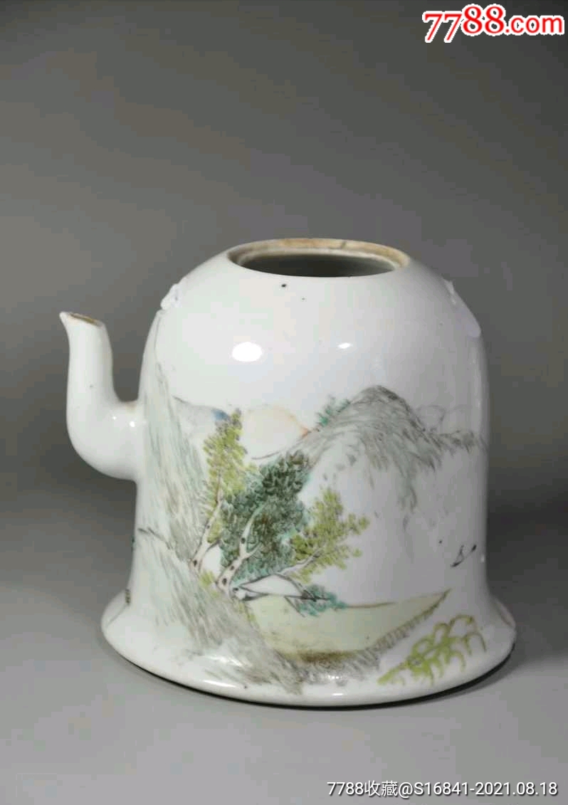 光绪浅绛彩钟型壶