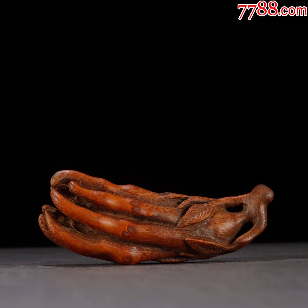 老竹雕佛手摆件