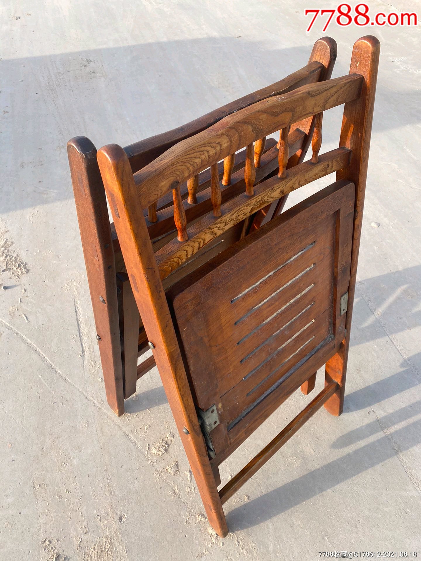 民国时期,老榆木行军椅一对,简洁实用,自然光拍摄,包浆极好,尺寸见图!