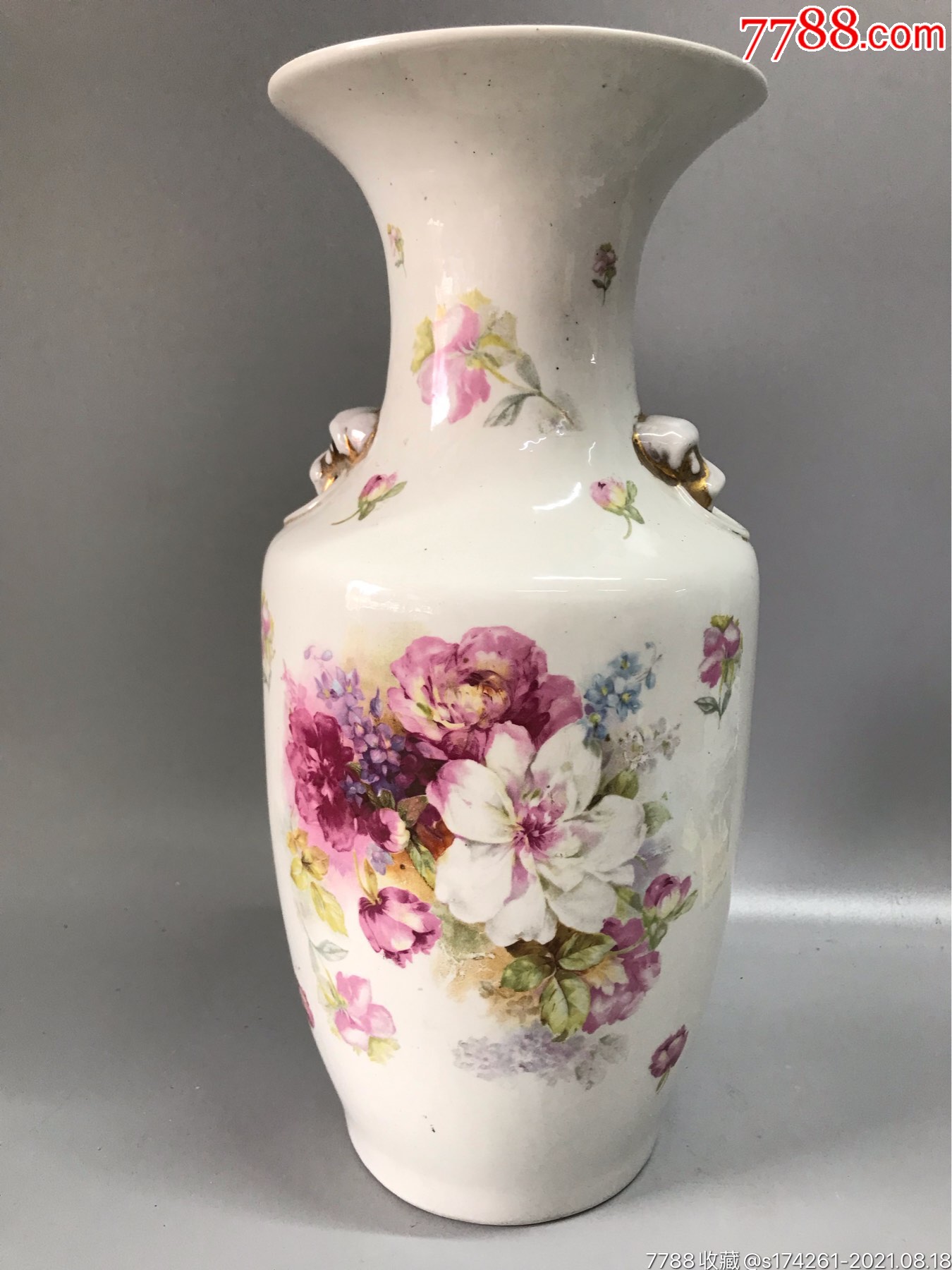 完整民国启新瓷厂虎头吊环大瓶