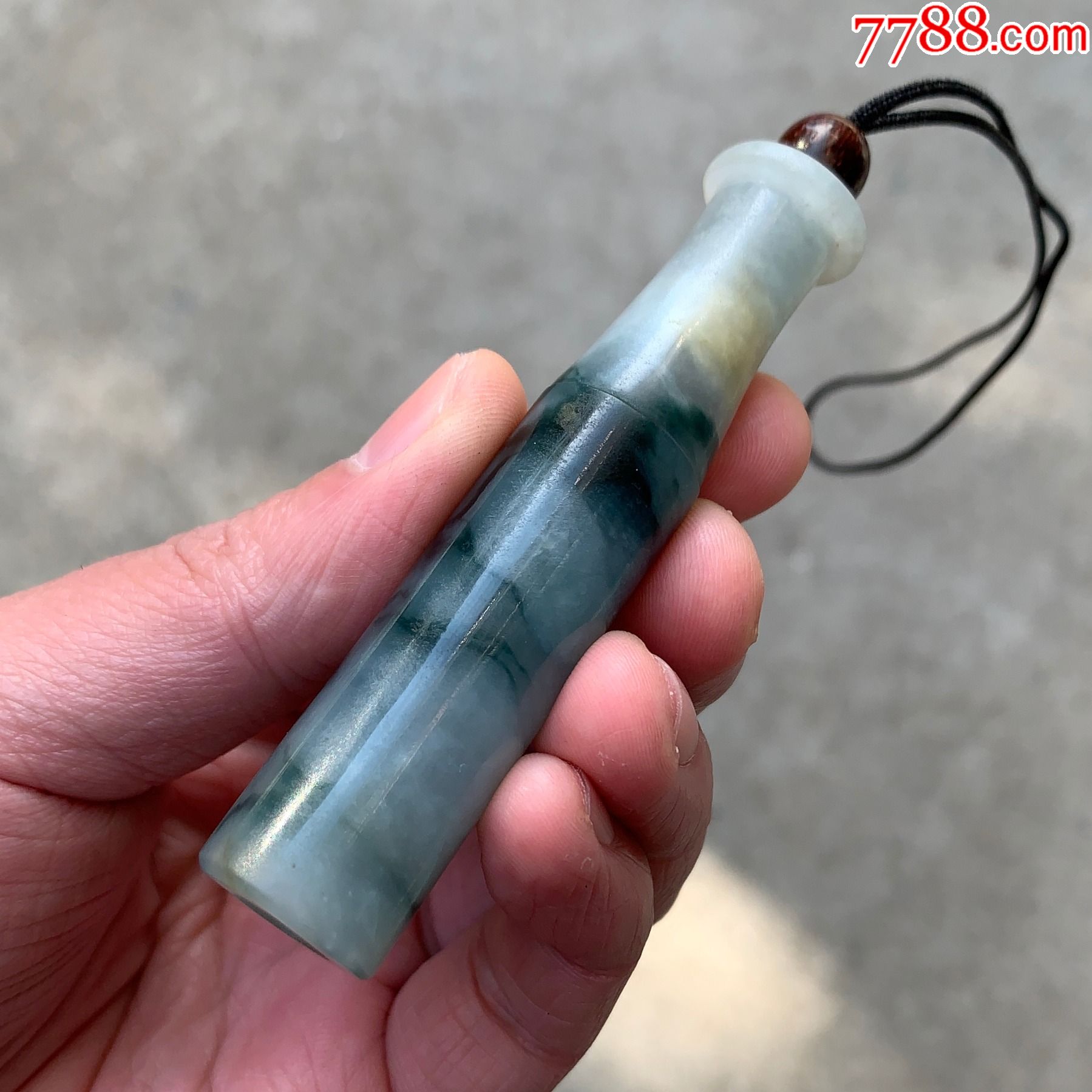 清代京作大型飘蓝翡翠烟袋嘴翠嘴子烟嘴
