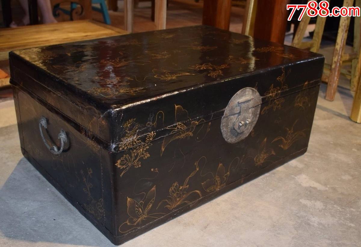 清代描金皮箱老皮盒子_旧盒子_回收价格_收藏价值_7788金银币收藏
