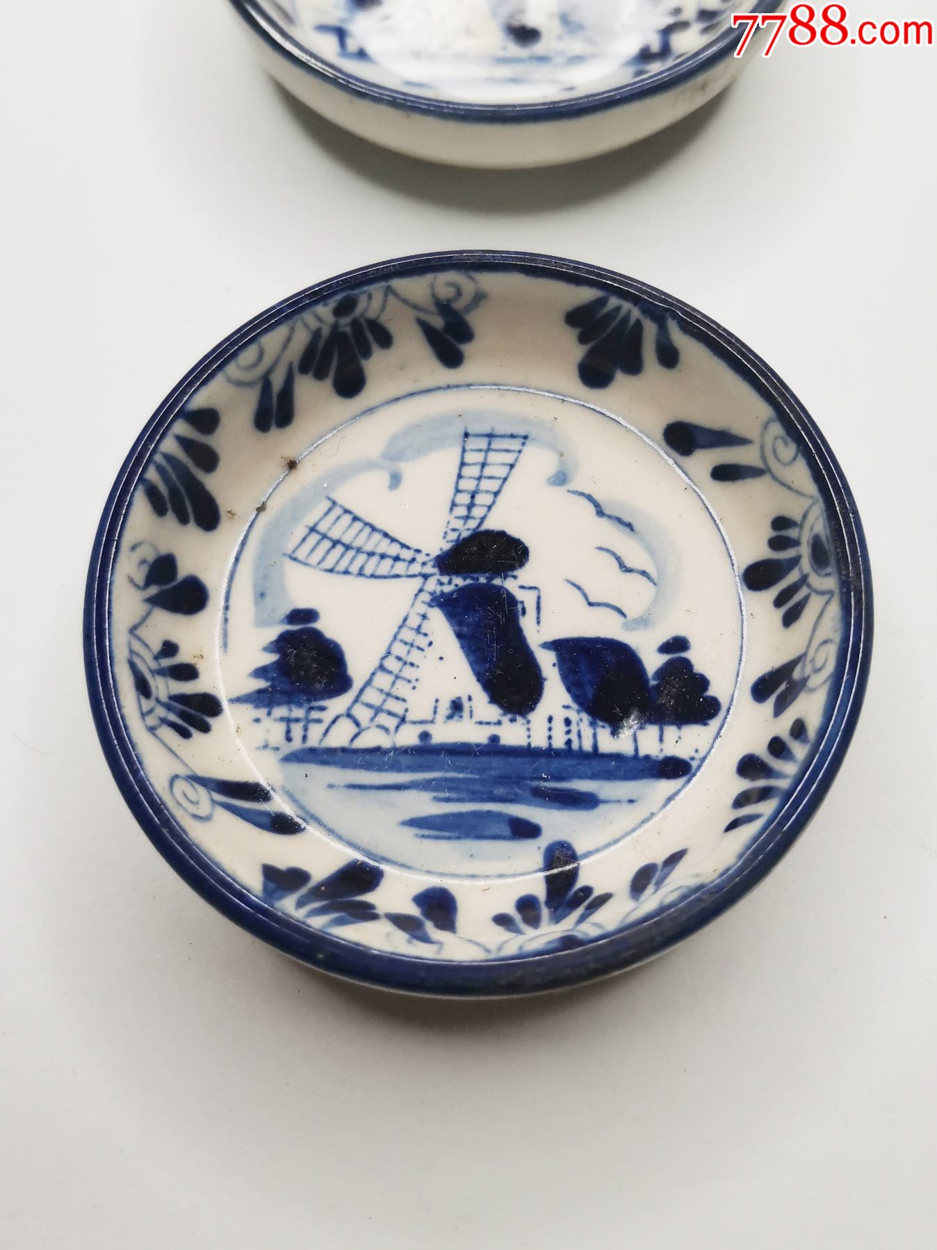 青花瓷西洋古董收藏荷兰代尔夫特delftblue手绘图案陶瓷小碟子