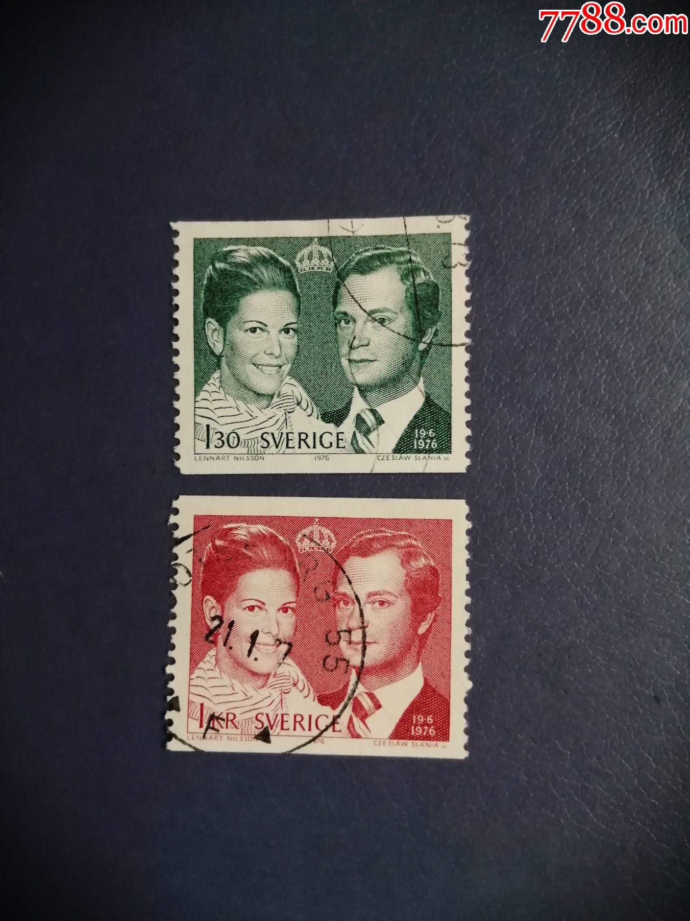 瑞典邮票1957年国王古斯塔夫六世6枚信销票