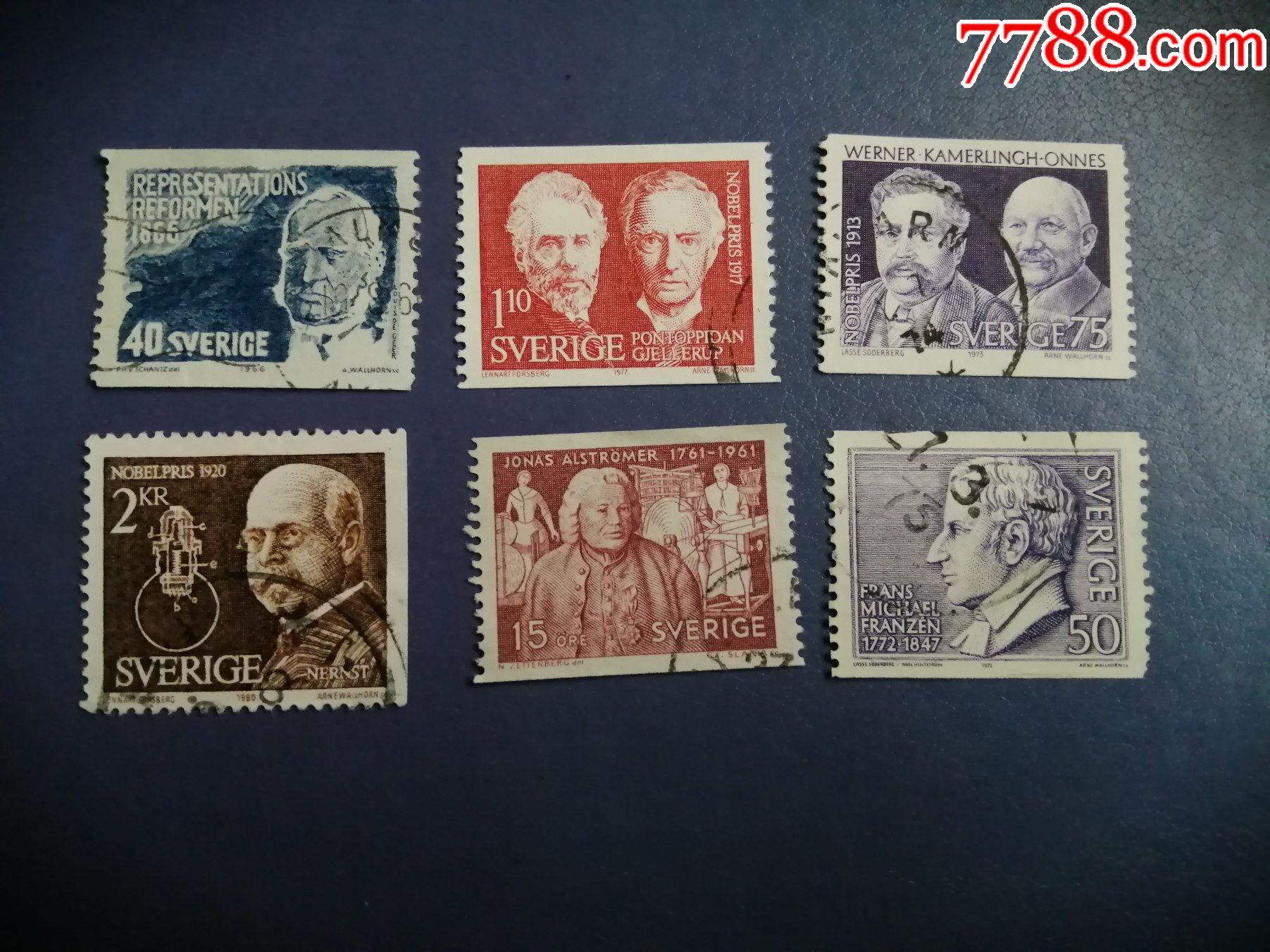 瑞典邮票名人6枚(信销票)