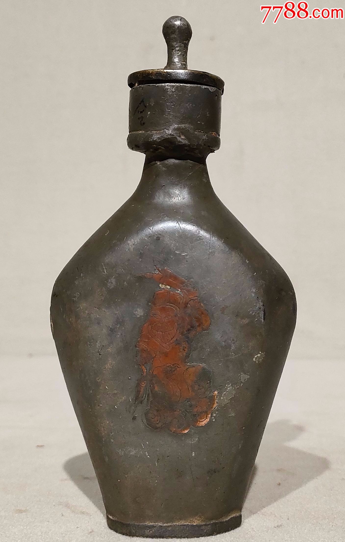 清代锡镶铜锡酒壶