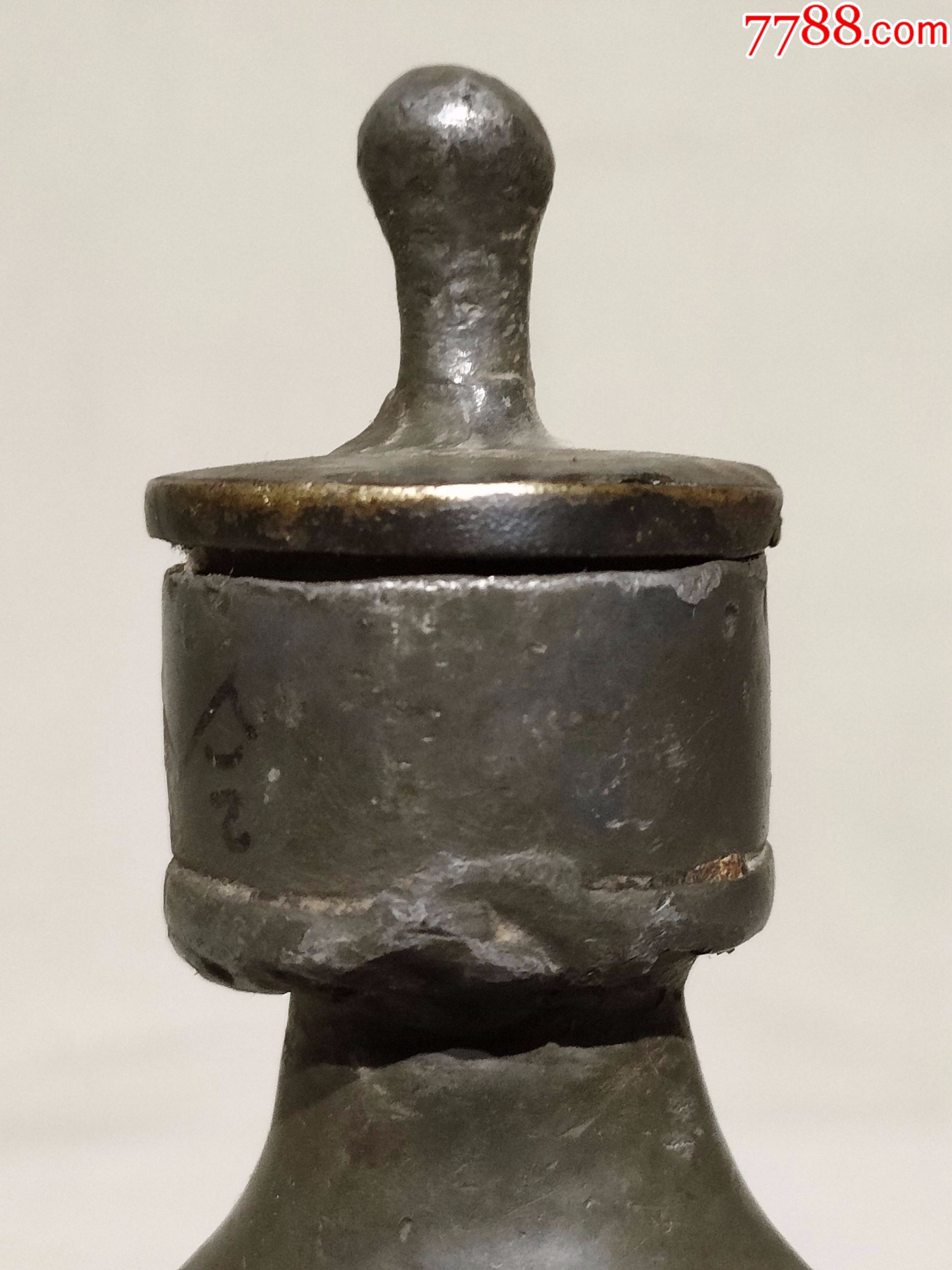 清代锡镶铜锡酒壶