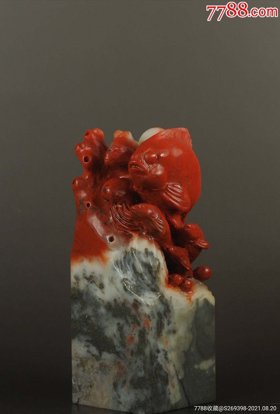 鸿运当头年年有鱼巧雕精品印章石_价格498元【印石刻站】_第1张_7788