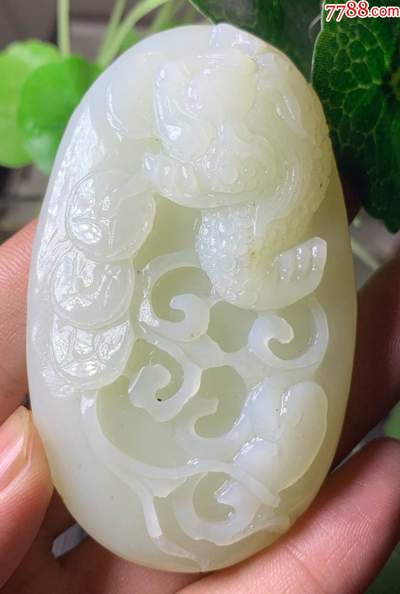 手工精雕和田玉三足金蟾灵芝手把件双面雕794818毫米zz3374